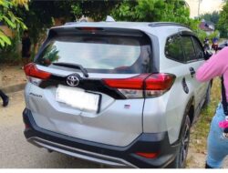 Kuda Lepas Kendali Tabrak Mobil Toyota Rush yang Sedang Parkir di Dusun 2 Petakur Bawah